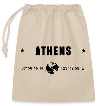 Athens Greece Coordinates Planet Earth - Closable cotton gift bag (25x30cm) - nature - Front
