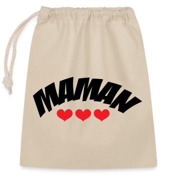 Maman / Fête des mères - Sac cadeau en coton avec cordon (25 x 30 cm) - nature - Devant