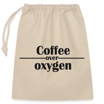 Coffee Over Oxygen Typography - Closable cotton gift bag (25x30cm) - nature - Front