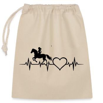Pferd Reiterin Herz Herzschlag EKG Mädchen Puls - Verschließbarer Geschenkbeutel aus Baumwolle (25x30cm) - Natur - Vorne