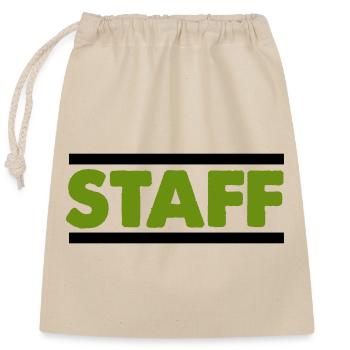 Green Staff Distressed Font - Closable cotton gift bag (25x30cm) - nature - Front