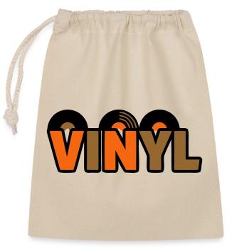 Vinyl Lettering Retro Music Nerd - Closable cotton gift bag (25x30cm) - nature - Front