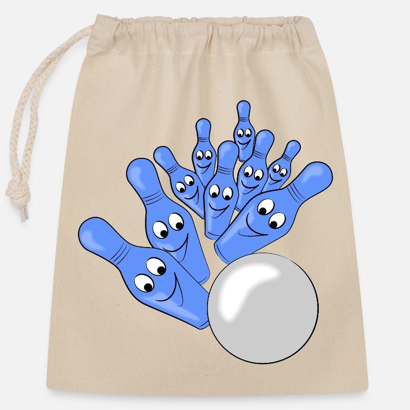 bowling - Sac cadeau en coton avec cordon (25 x 30 cm) - nature