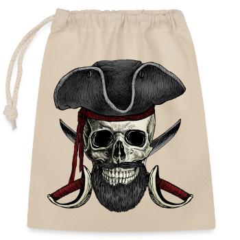 pirate, corsaire, boucanier, flibustier - Sac cadeau en coton avec cordon (25 x 30 cm) - nature - Devant
