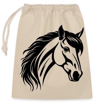 Tête de cheval - Sac cadeau en coton avec cordon (25 x 30 cm) - nature - Devant