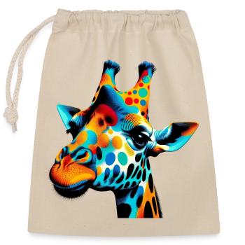 Girafe Pop Art - Sac cadeau en coton avec cordon (25 x 30 cm) - nature - Devant