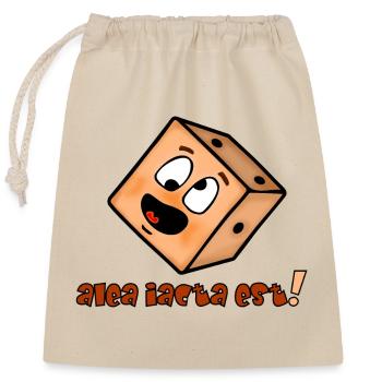 The die is cast - Funny emoticon - Closable cotton gift bag (25x30cm) - nature - Front