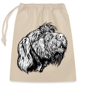 Pudelpointer joins in the conversation - Closable cotton gift bag (25x30cm) - nature - Front