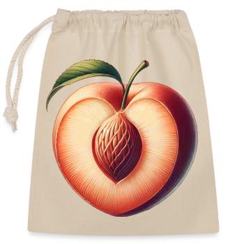 Peach in the shape of a heart: beauty of the fruit - Closable cotton gift bag (25x30cm) - nature - Front