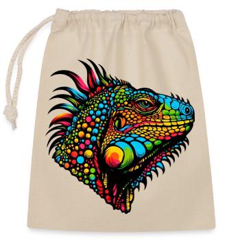 Iguana - Closable cotton gift bag (25x30cm) - nature - Front