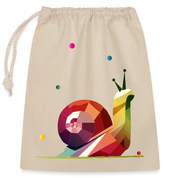 colorful snail in geometric design - Closable cotton gift bag (25x30cm) - nature - Front