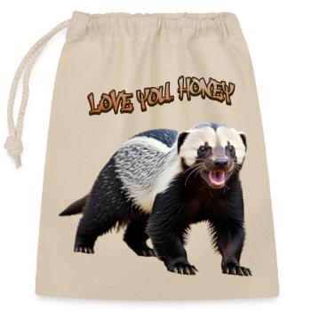 Honey Badger - Honigdachs - Verschließbarer Geschenkbeutel aus Baumwolle (25x30cm) - Natur - Vorne