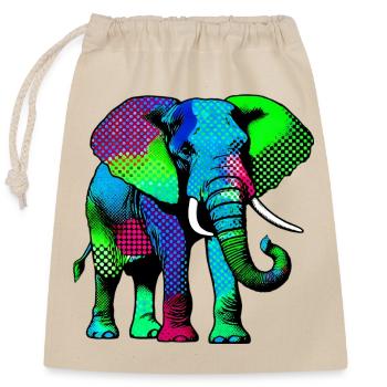 Elephant - Closable cotton gift bag (25x30cm) - nature - Front