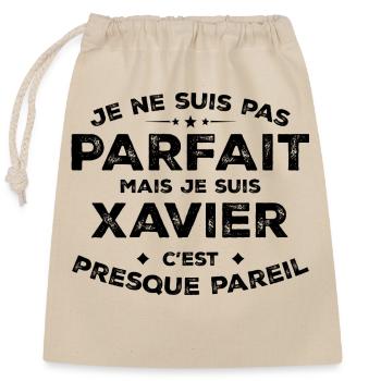 Xavier Un Prénom, Une Attitude L’Humour Xavier - Sac cadeau en coton avec cordon (25 x 30 cm) - nature - Devant
