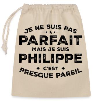 Philippe Ein Vorname, eine Haltung Humor Philippe - Verschließbarer Geschenkbeutel aus Baumwolle (25x30cm) - Natur - Vorne