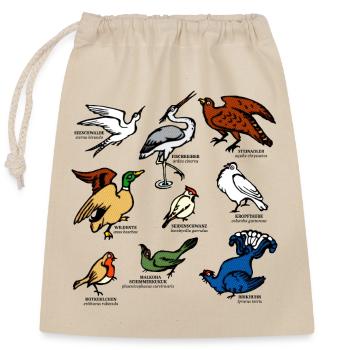 Vogelkunde Ornithologie bunte retro Vögel Garten - Verschließbarer Geschenkbeutel aus Baumwolle (25x30cm) - Natur - Vorne