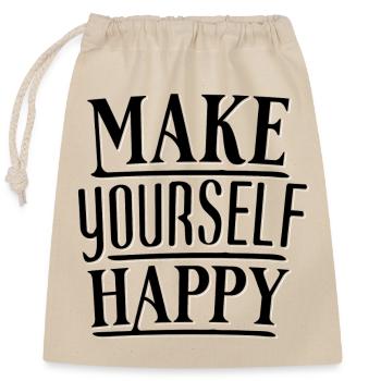 Make yourself happy Selbstfindung & Glückseligkeit - Verschließbarer Geschenkbeutel aus Baumwolle (25x30cm) - Natur - Vorne