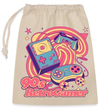 90er Jahre Retro Gamer Design T-Shirt - Verschließbarer Geschenkbeutel aus Baumwolle (25x30cm) - Natur - Vorne