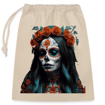 Sugar Skull Floral Dia Muerto - Closable cotton gift bag (25x30cm) - nature - Front