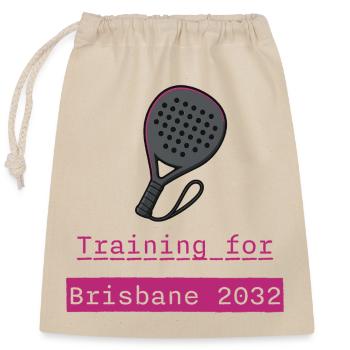 Padel Training Brisbane 2032 - Closable cotton gift bag (25x30cm) - nature - Front