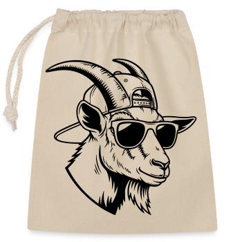 Une chèvre cool avec des lunettes de soleil et une casquette - Sac cadeau en coton avec cordon (25 x 30 cm) - nature - Devant