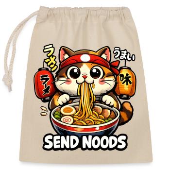 Ramen Nudeln Send Noods Kawaii Neko - Verschließbarer Geschenkbeutel aus Baumwolle (25x30cm) - Natur - Vorne