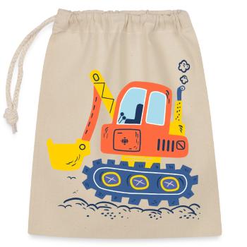 Excavator, construction machinery - Closable cotton gift bag (25x30cm) - nature - Front