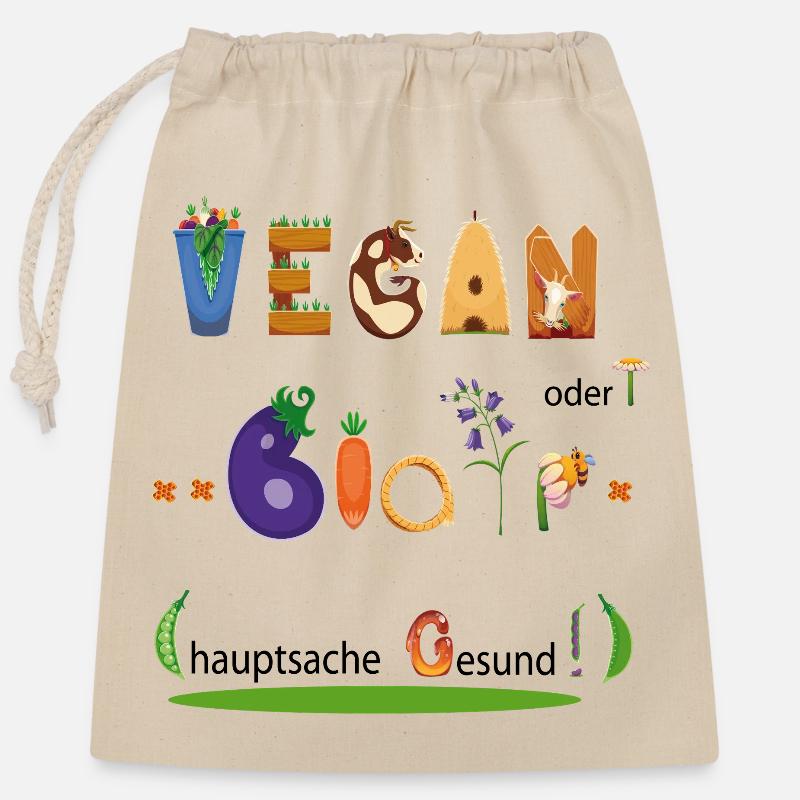 Vegan oder Bio - Verschließbarer Geschenkbeutel aus Baumwolle (25x30cm) - Natur