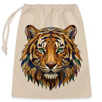 Portrait en vitraux avec une mosaïque de tigre - Sac cadeau en coton avec cordon (25 x 30 cm) - nature - Devant