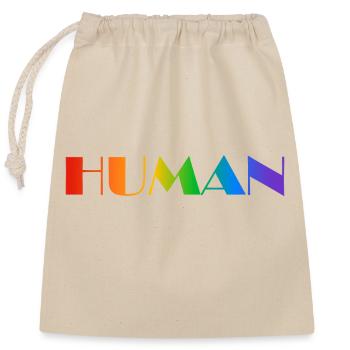 Menschlicher Regenbogentext LGBTQ-Stolz - Verschließbarer Geschenkbeutel aus Baumwolle (25x30cm) - Natur - Vorne