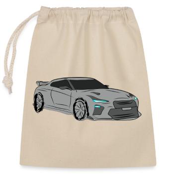 Sports Car Silhouette Neon Highlights - Closable cotton gift bag (25x30cm) - nature - Front