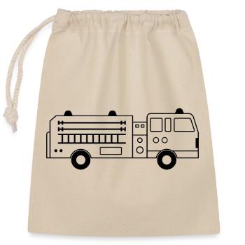 Camion de pompiers - Sac cadeau en coton avec cordon (25 x 30 cm) - nature - Devant