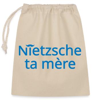 Nietzsche ta mère Bleu Clair - Sac cadeau en coton avec cordon (25 x 30 cm) - nature - Devant