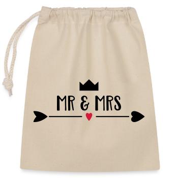 wedding - Closable cotton gift bag (25x30cm) - nature - Front