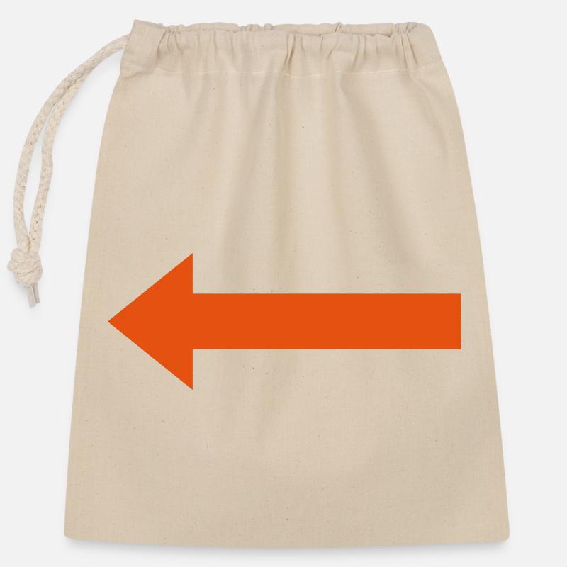 Flèche gauche orange - Sac cadeau en coton avec cordon (25 x 30 cm) - nature