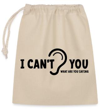 Deaf, hard of hearing, deafness, hearing loss sign - Closable cotton gift bag (25x30cm) - nature - Front