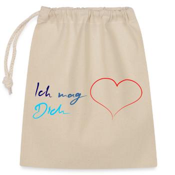 Wenn Du "Ich mag Dich" sagen willst - Verschließbarer Geschenkbeutel aus Baumwolle (25x30cm) - Natur - Vorne