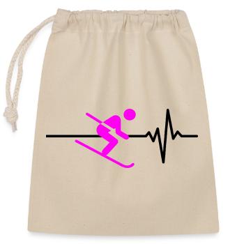 SKIING HEARTBEAT PINK WINTER SPORT CARVING - Closable cotton gift bag (25x30cm) - nature - Front