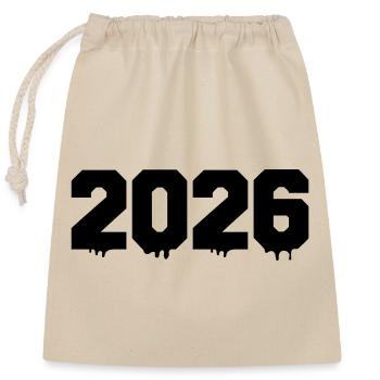 2026- - Sac cadeau en coton avec cordon (25 x 30 cm) - nature - Devant