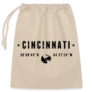 Cincinnati, Ohio, Koordinaten GPS-Globus - Verschließbarer Geschenkbeutel aus Baumwolle (25x30cm) - Natur - Vorne