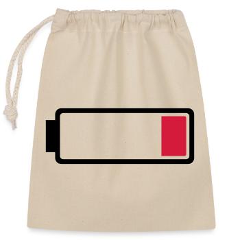 Battery low - Closable cotton gift bag (25x30cm) - nature - Front