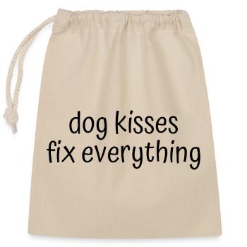 Dog Kisses Fix Everything – Süßer Spruch für Hunde - Verschließbarer Geschenkbeutel aus Baumwolle (25x30cm) - Natur - Vorne