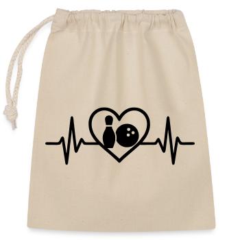 Heart Bowling Skittles Ball Sports Gift - Closable cotton gift bag (25x30cm) - nature - Front