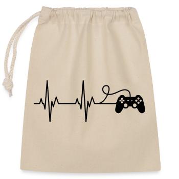 Heartbeat Gaming Controller - Closable cotton gift bag (25x30cm) - nature - Front