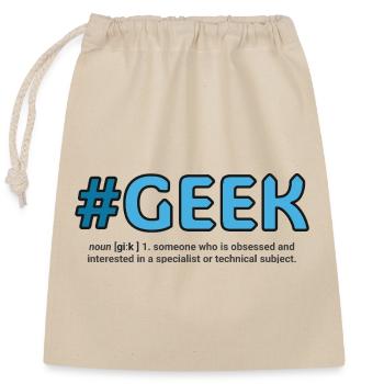 Blauer Hashtag Geek Crest - Verschließbarer Geschenkbeutel aus Baumwolle (25x30cm) - Natur - Vorne