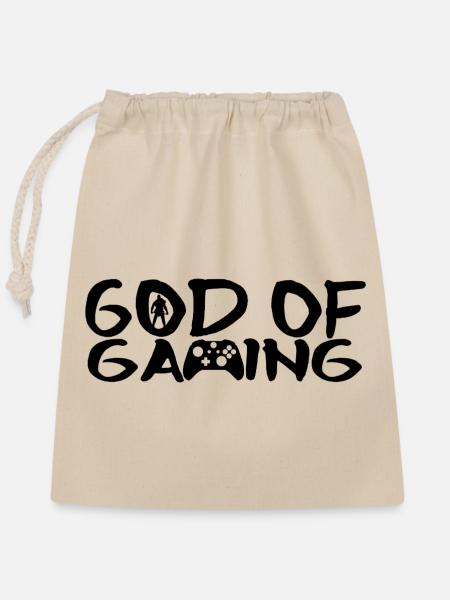 God of Gaming - Verschließbarer Geschenkbeutel aus Baumwolle (25x30cm) - Natur