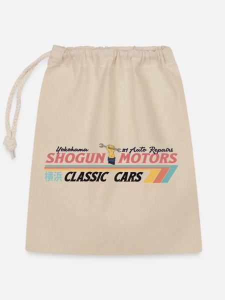 Shogun Motors retro sign - Verschließbarer Geschenkbeutel aus Baumwolle (25x30cm) - Natur