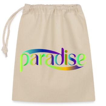 Paradise Rainbow Skriptdesign - Verschließbarer Geschenkbeutel aus Baumwolle (25x30cm) - Natur - Vorne
