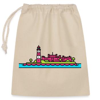Plymouth City Skyline Smeaton's Tower Line Art - Closable cotton gift bag (25x30cm) - nature - Front