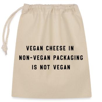 VEGAN CHEESE - Verschließbarer Geschenkbeutel aus Baumwolle (25x30cm) - Natur - Vorne